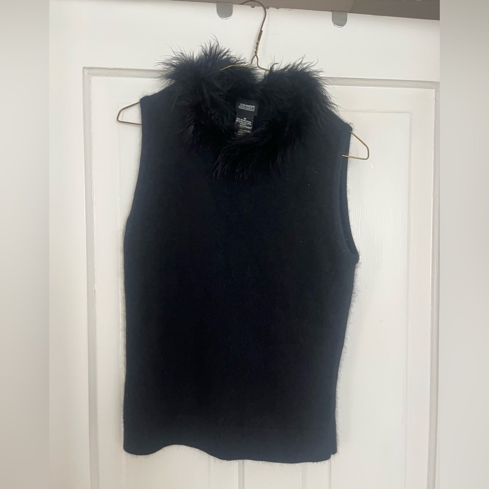 Vintage Jacob black sleeveless top with removable collar